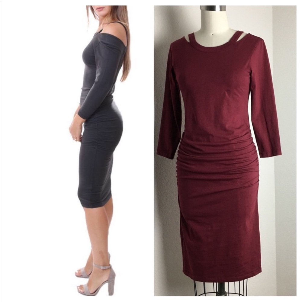 🇺🇸 MICHAEL STARS Cotton Ruched Jersey Dress e507